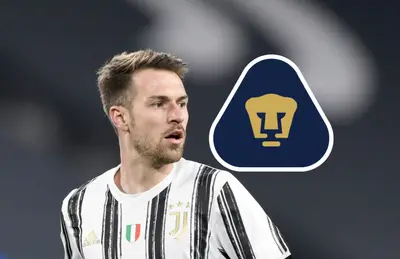 Aaron Ramsey y escudo de Pumas/Foto Talk Sport.