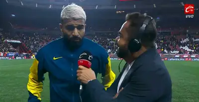 Aguirre en entrevista post partido. Foto: Caliente TV