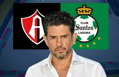 Alejandro Irarragorri y escudo de Atlas y Santos/Foto Soy Fútbol.