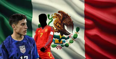 Alejandro Zendejas junto a jugador de España / FOTO X