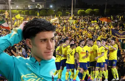 Alejandro Zendejas y jugadores de las Águilas/ Foto Club América.