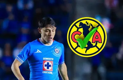 Alexis Gutiérrez y escudo del América/Foto Cruz Azul.