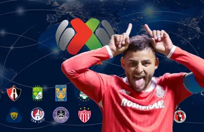 Alexis Vega y escudo de equipos de Liga MX/Foto Linkedin.