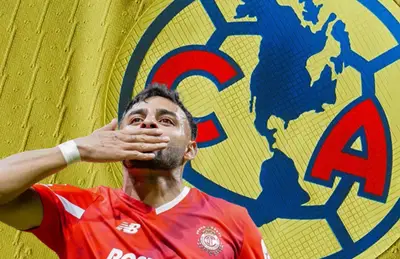 Alexis Vega y escudo del América/ Foto Soy Fútbol.