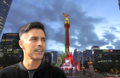 Alfredo Talavera y Ángel de la Independencia/ Foto CDMX Secreta.