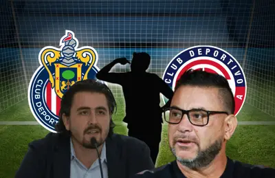 Amaury Vergara, Antonio Mohamed y silueta de futbolista/Foto TV Azteca.