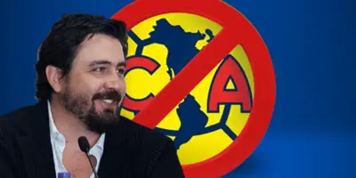 Amaury Vergara junto al escudo del América / FOTO MURAL
