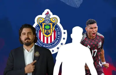 Amaury Vergara silueta de futbolista y Orbelín Pineda/Foto Chivas.