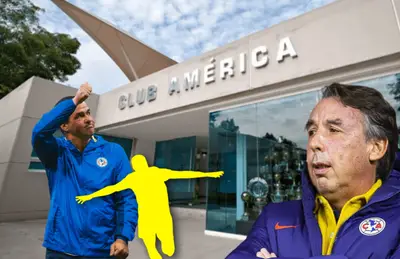 André Jardine alzando el puño, Emilio Azcárraga y silueta de futbolista/ Foto Sports Illustrated.