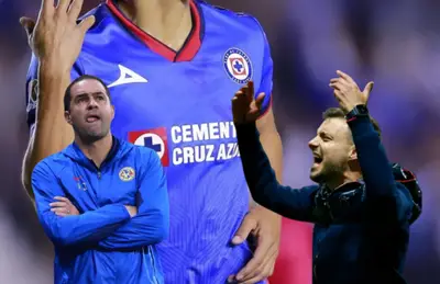 André Jardine, camiseta de Cruz Azul y Martín Anselmi/ Foto Bolavip.
