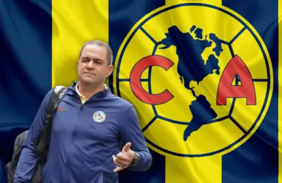 André Jardine guiñando el ojo y escudo del América/Foto besthqwallpapers.com