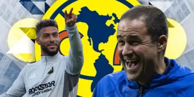 André Jardine junto a Denis Bouanga / FOTO TV AZTECA