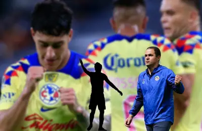 André Jardine levantando el puño y silueta de futbolista/ Foto ESTO.