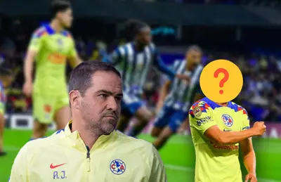 André Jardine serio y un futbolista del América con rostro tapado/ Foto Pachuca.