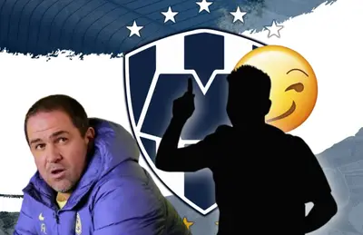 André Jardine y Efraín Álvarez en forma de sombrea emoji detrás/Foto Sultanes de Monterrey.