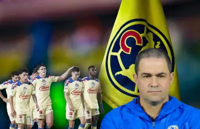 André Jardine y futbolistas del América tristes/ Foto Récord.