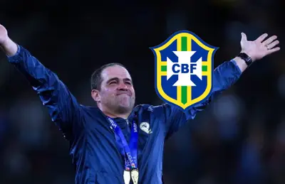 André Jardine y logo de la Selección de Brasil/Foto El Heraldo de San Luis Potosí.