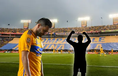André Pierre Gignac cabizbajo y silueta de jugador/ Foto Milenio.