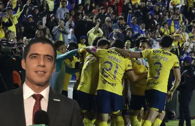 Andrés Vaca y jugadores del América celebrando/Foto 52 Televisión.