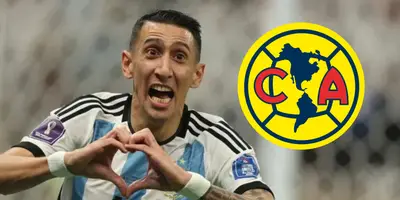 Ángel Di María junto al escudo del América / FOTO C5N
