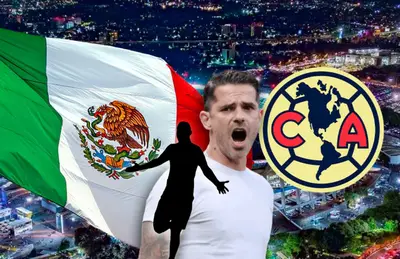 Bandera de México, Fernando Gago y silueta de futbolista/ Foto Dale América.