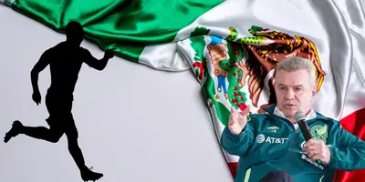 Bandera de México tomada de Canva, con Aguirre al frente