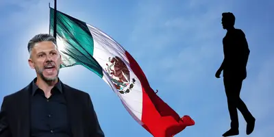 Bandera de México tomada de Canva, con Demichelis al frente