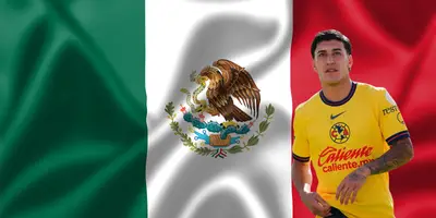 Bandera de México tomada de Canva, con Zendejas al frente