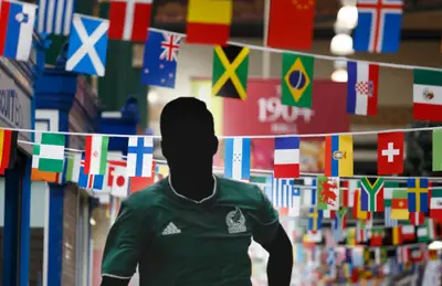 Banderas de países y silueta de jugador/Foto El Confidencial.