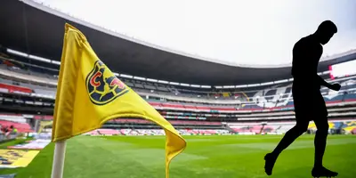 Banderín de fondo en el Azteca. Foto; Club América