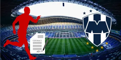 BBVA de fondo, con escudo de Rayados al frente