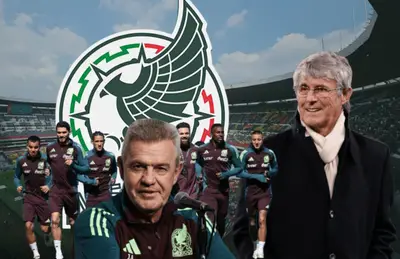 Bora Milutinovic, Javier Aguirre y jugadores trotando/Foto Fox Sports.