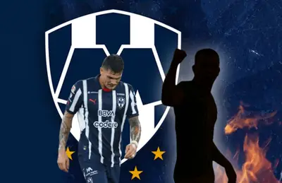 Brandon Vázquez cabizbajo y silueta de jugador/Foto Sultanes de Monterrey.