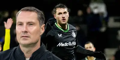 Brian Priske junto a Santiago Giménez / FOTO X