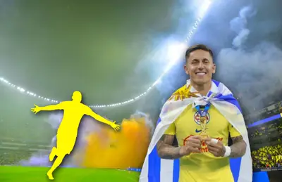 Brian Rodríguez y silueta de jugador festejando/FOTO ESPN.