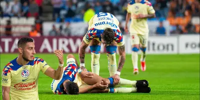 Cáceres lastimado en el Pachuca vs América. Foto: El UNIVERSAL
