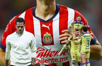 Camiseta de Chivas, Fernando Gago y futbolistas del América festejando/Foto Fútbol Peruano.