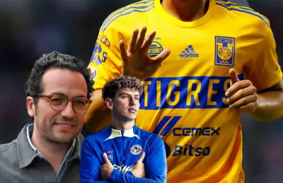 Camiseta de Tigres, Igor Lichnovsky y Mauricio Culebro/Foto TV Azteca.