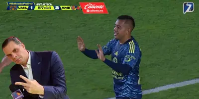 Captura de Azteca tras doblete de Sánchez, con Martinoli al frente