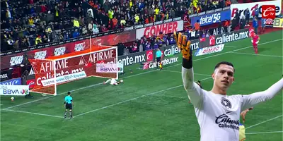 Captura de Caliente TV del penal atajado de Malagón