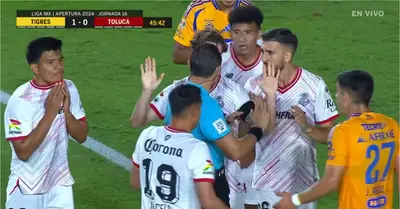Captura de FOX del gol anulado a Toluca