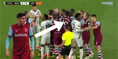 Captura de pantalla de Fox Sports, partido West Ham vs Bayer Leverkusen.