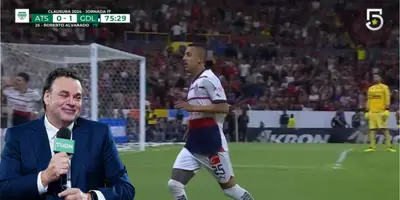 Captura de pantalla del festejo de Alvarado, tomada de TUDN.