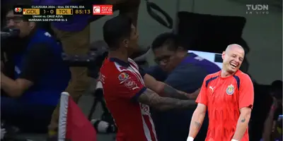 Captura de pantalla tomada de TUDN de la celebración de Guzmán.