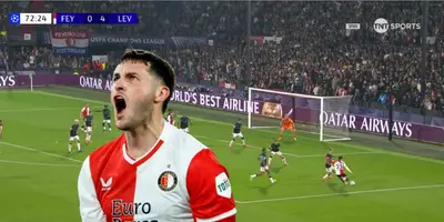 Captura de TNT Sports del Feyenoord vs Bayer