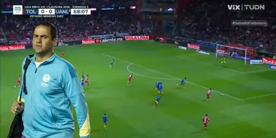 Captura de TUDN del Toluca vs Tigres, con Jardine al frente