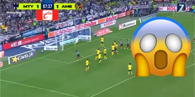 Captura del balón al travesaño, tomada de Azteca Deportes