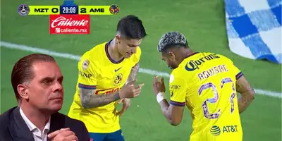 Captura del gol de Aguirre, tomada de TV Azteca