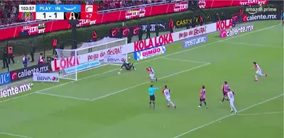 Captura del gol de Atlas, tomada de Liga MX
