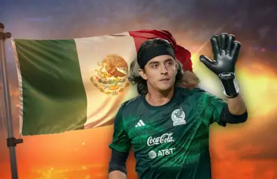 Carlos Acevedo y bandera de México/ Foto Wallpapers.com